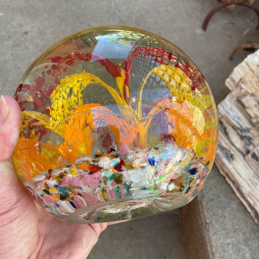 Colorful Huge Magnum Glass Sphere Paperweight with Stand - Picture 4 of 15